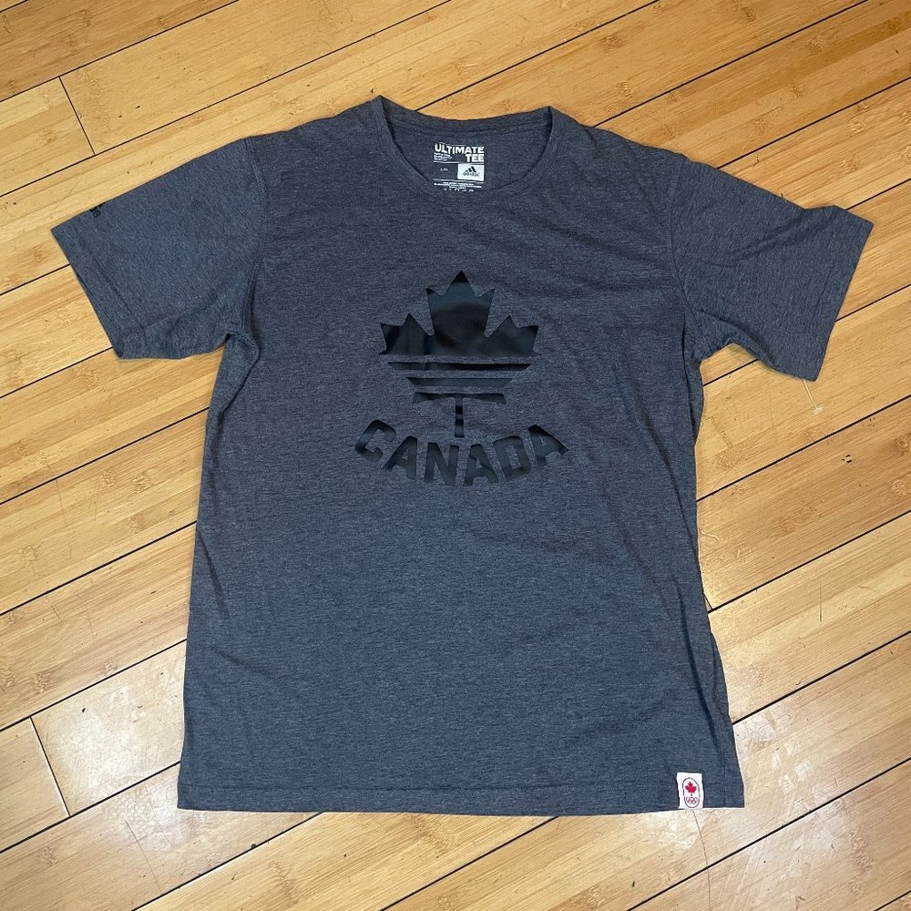 Adidas Ultimate Tee Olympics Canada Grey Short Sleeve T Shirt Men Sz L